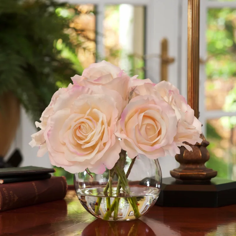 Rose Nosegay silk flower arrangement in Coral