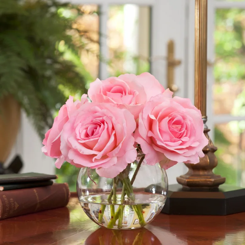 Rose Nosegay silk flower arrangement in Pink