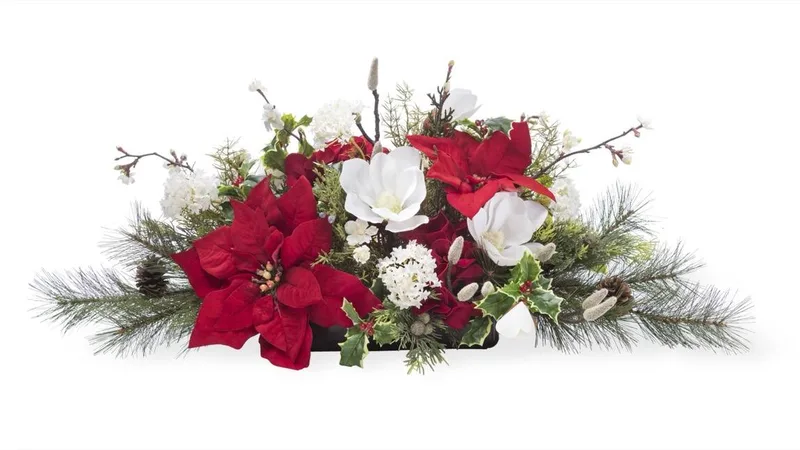 Holiday Tradition silk Christmas centerpiece — product dimensions