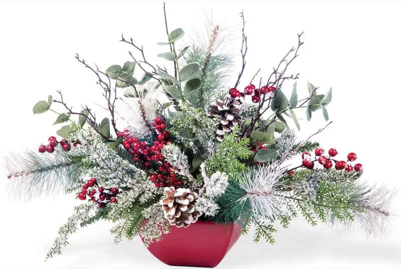 Winterberry Frost silk holiday centerpiece — product dimensions