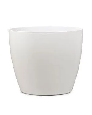 Fiberglass Uptown decorative container in satin white