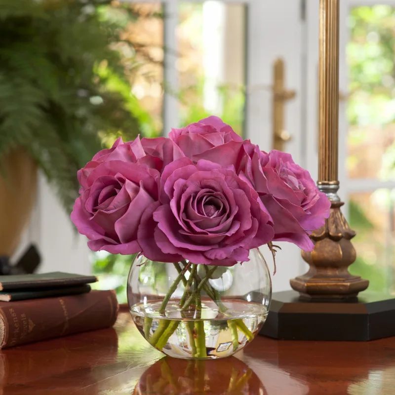 Rose Nosegay silk flower arrangement in Mauve Lavender