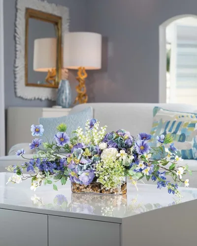 Cosmos & Hydrangea Silk Flower Centerpiece