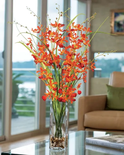 Dancing Orchid & Grass Artificial Flower Arrangement