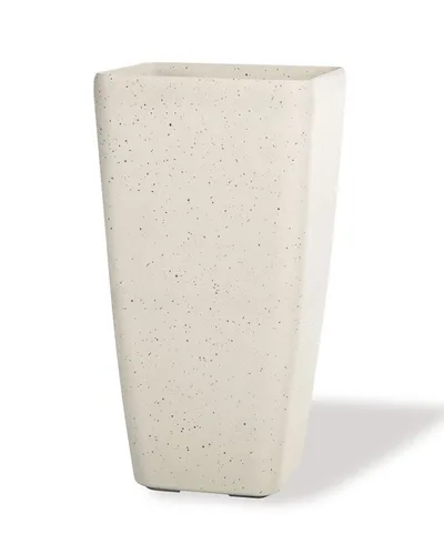Tall Cubico planter in sand white