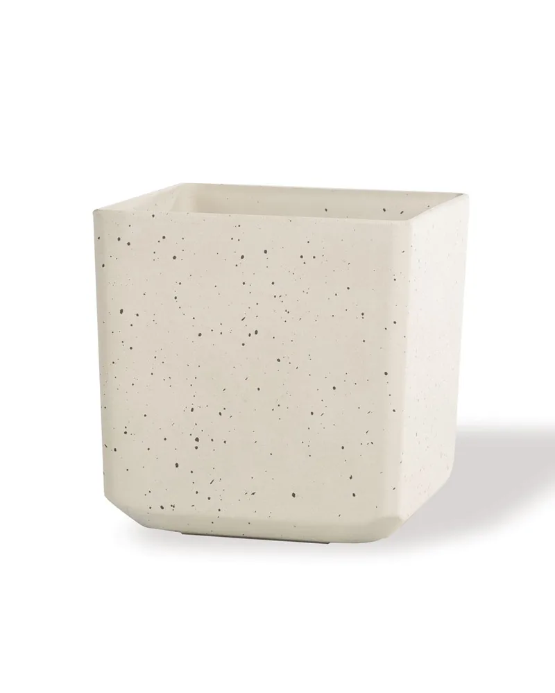 Cubico planter in speckled sand white