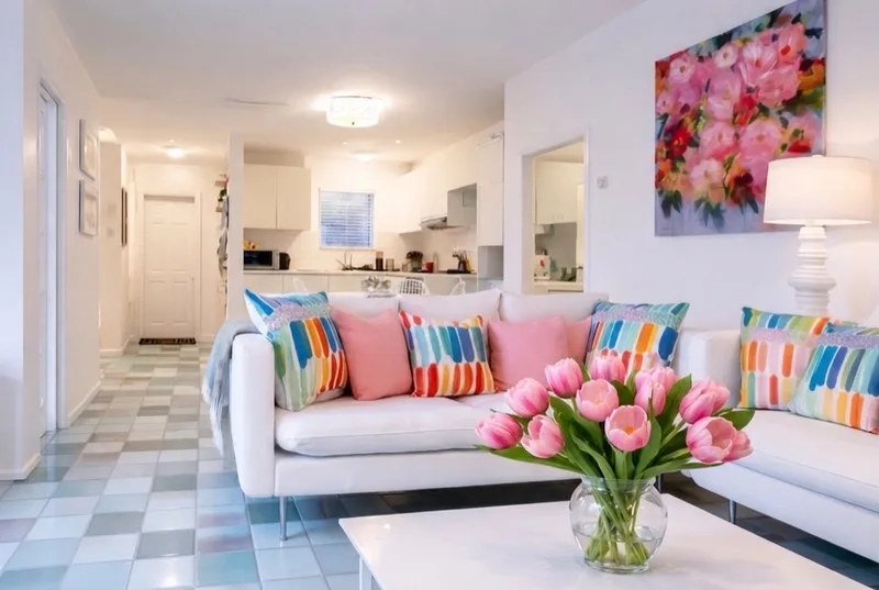 Garden Tulip bouquet in a bright living room