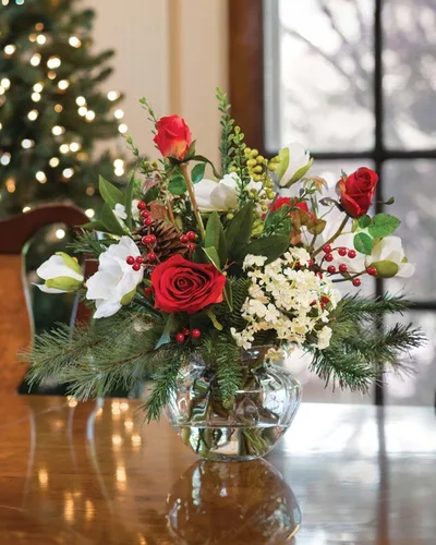 Magnolia & Rose Silk Flower Centerpiece