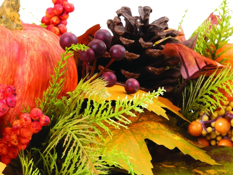 Natural cones with plum, cranberry and gold silk berry clusters
