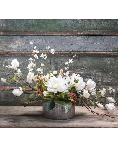 Magnolia & Dahlia Silk Flower Centerpiece