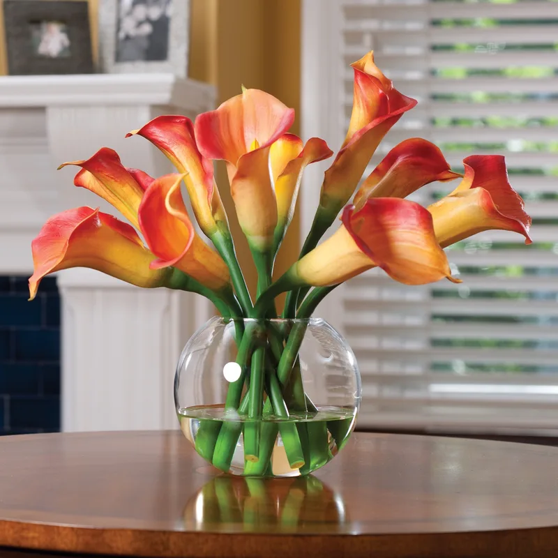 Calla Lily silk flower centerpiece in Orange
