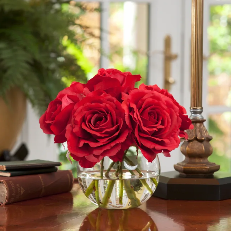 Rose Nosegay silk flower arrangement in Red