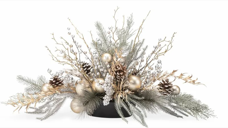 Champagne Elegance silk holiday centerpiece — product dimensions