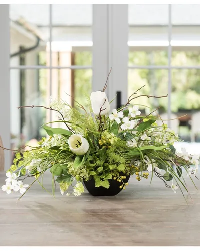 Lilac, Dogwood & Tulip Silk Flower Centerpiece