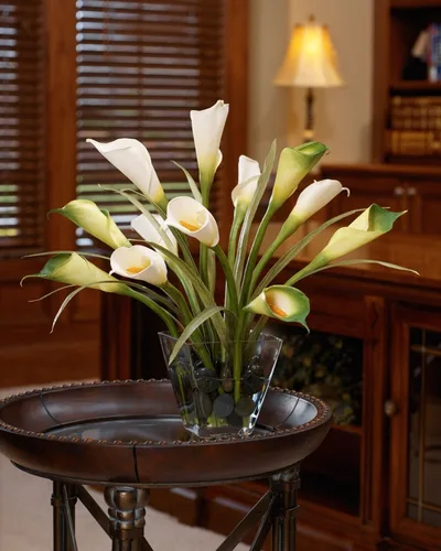Calla Lily & Foliage Silk Flower Centerpiece