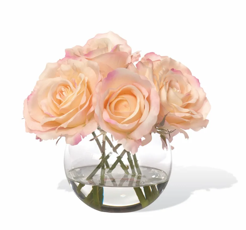 Rose Nosegay silk flower arrangement in Coral, product dimensions